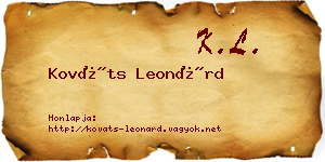 Kováts Leonárd névjegykártya