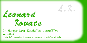 leonard kovats business card